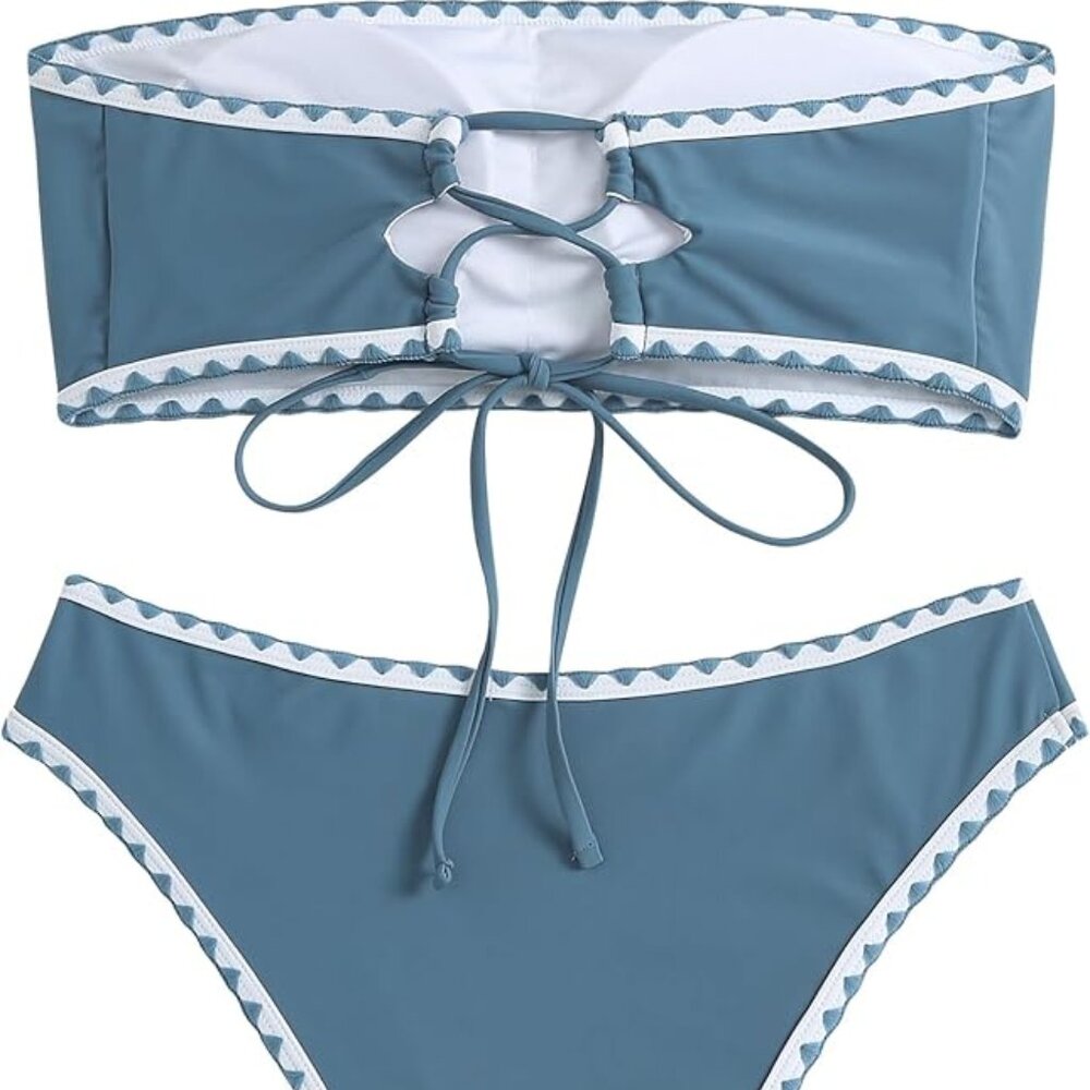 Blue Bandeau bikini. - Picture 2 of 5